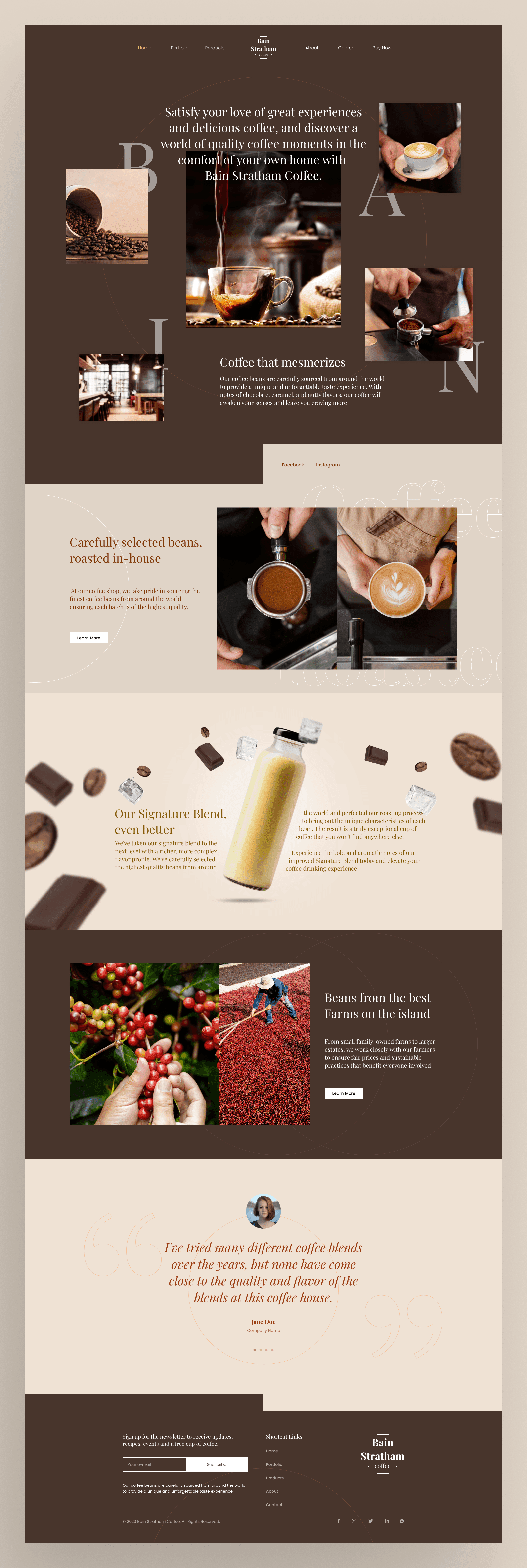 Bain Stratham's Coffee - Landing Page Concept 2