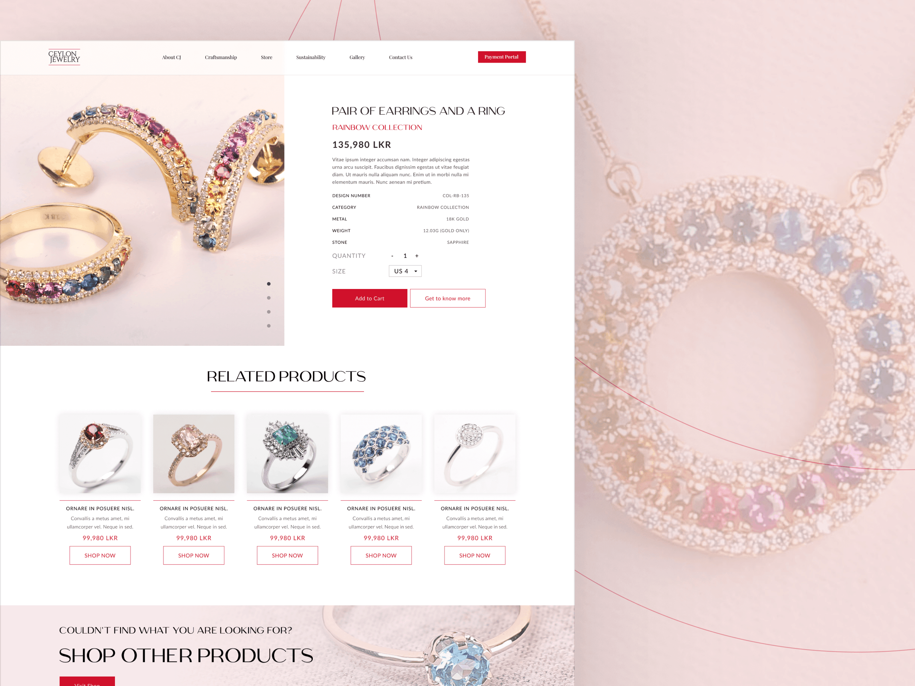 Ceylon Jewelry Website UI Design 4
