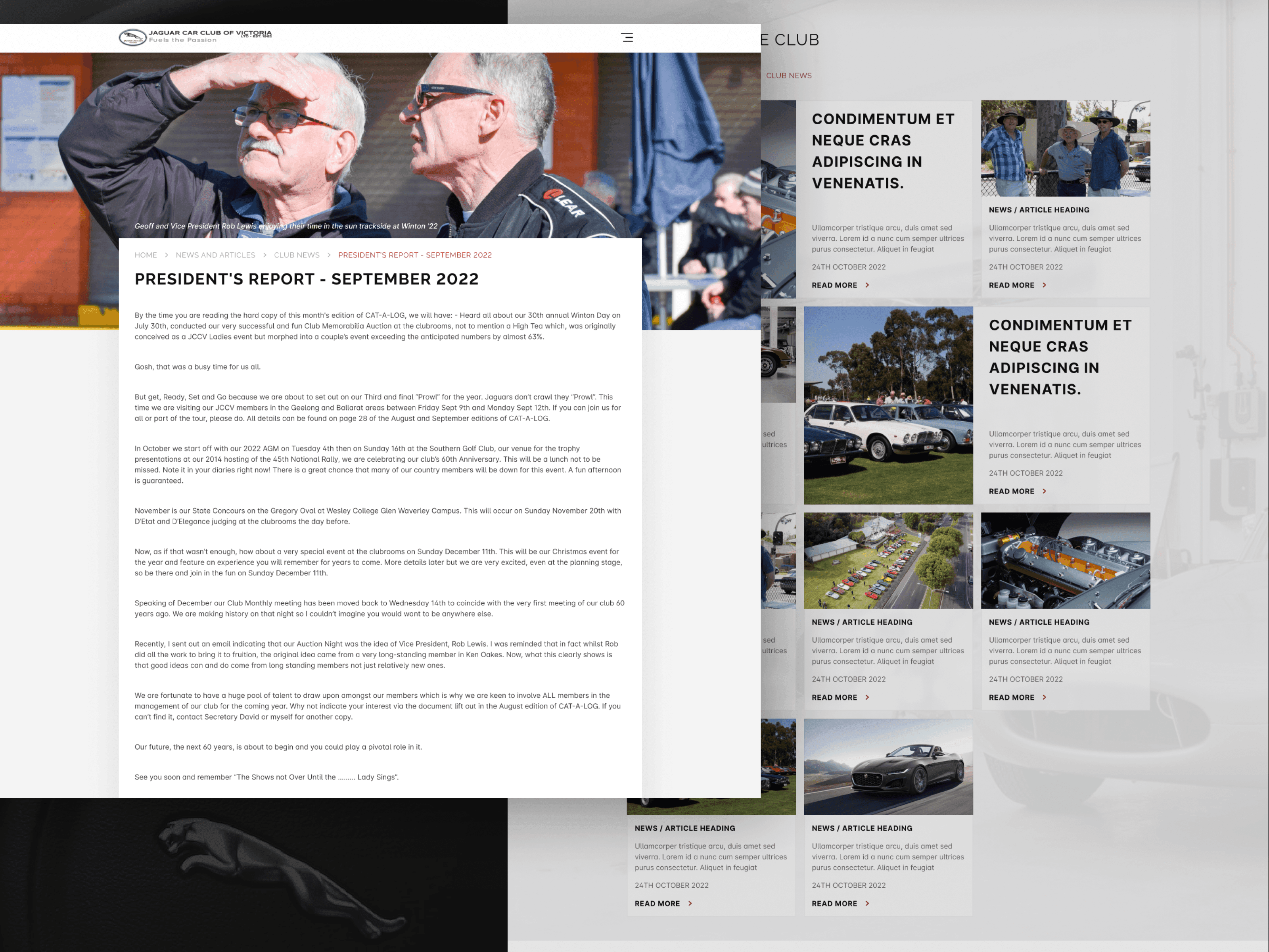 Revamped Website Design for the Jaguar Car Club of Victoria 7
