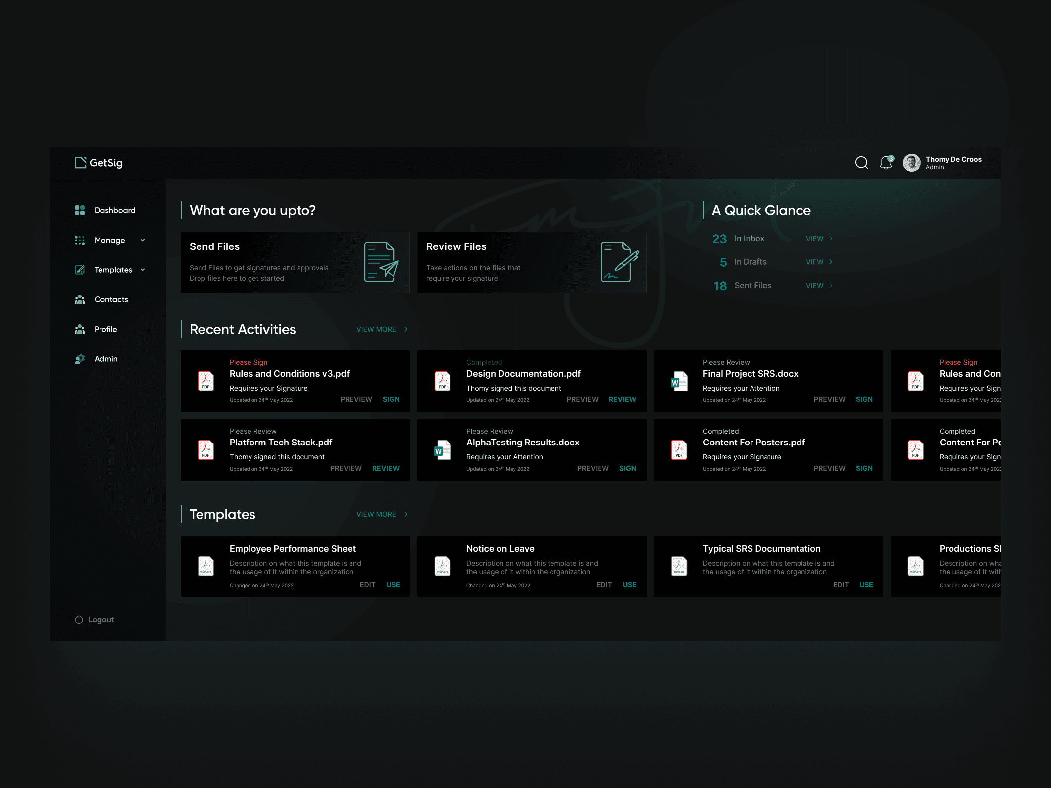 GetSig SaaS Web Application Design 3