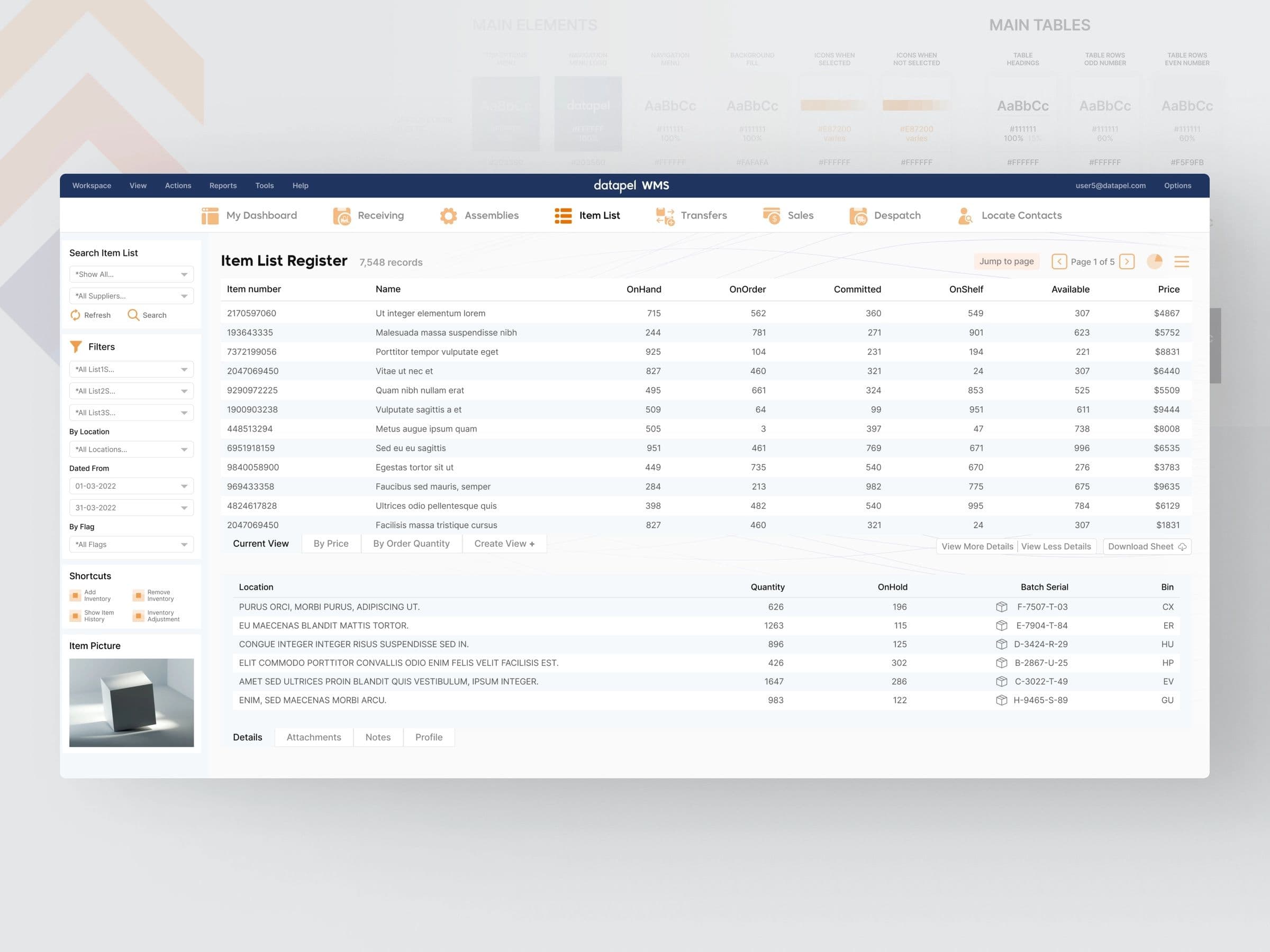 UX of Datapel's Warehouse Management System 2