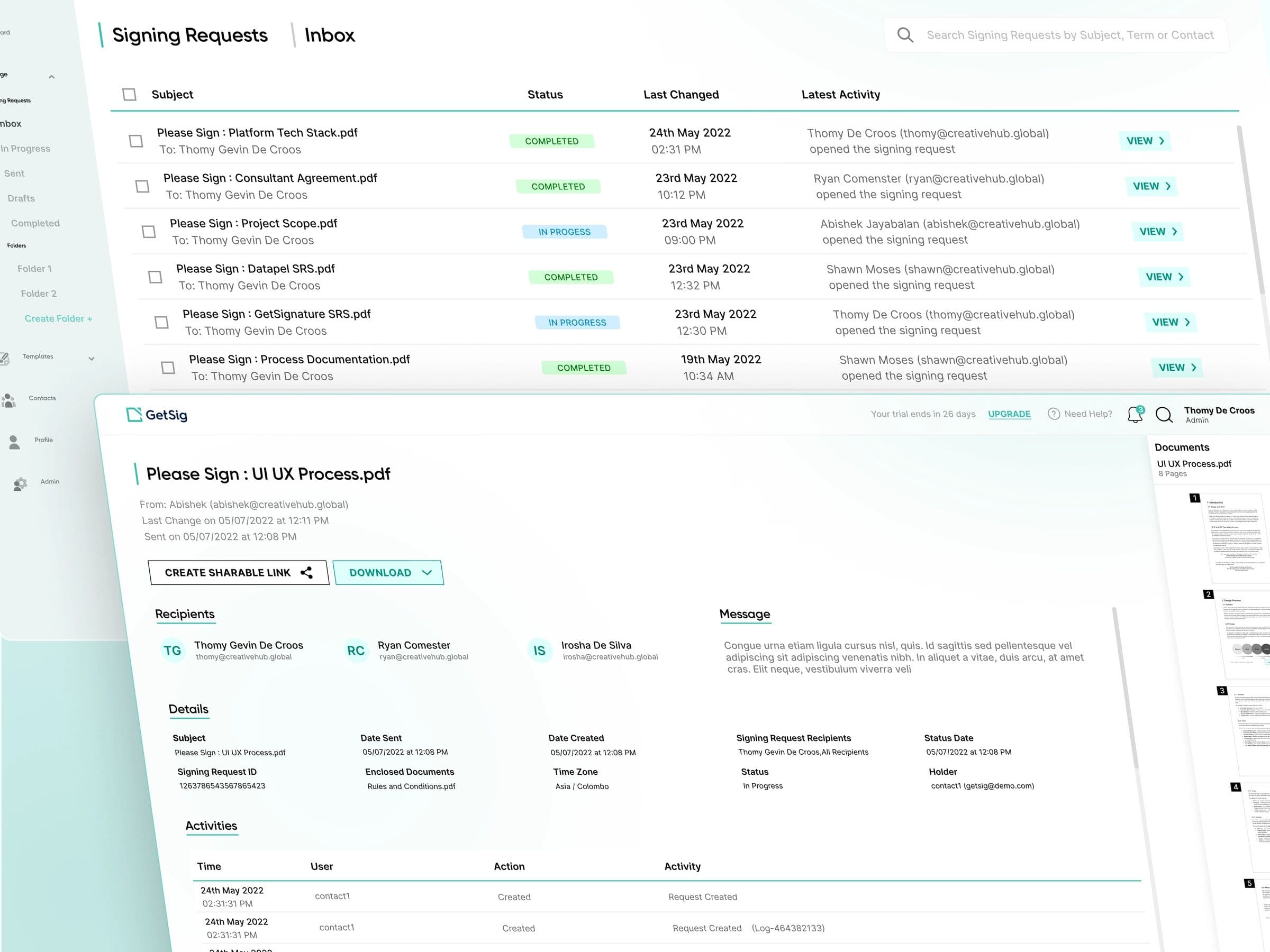 GetSig SaaS Web Application Design 2