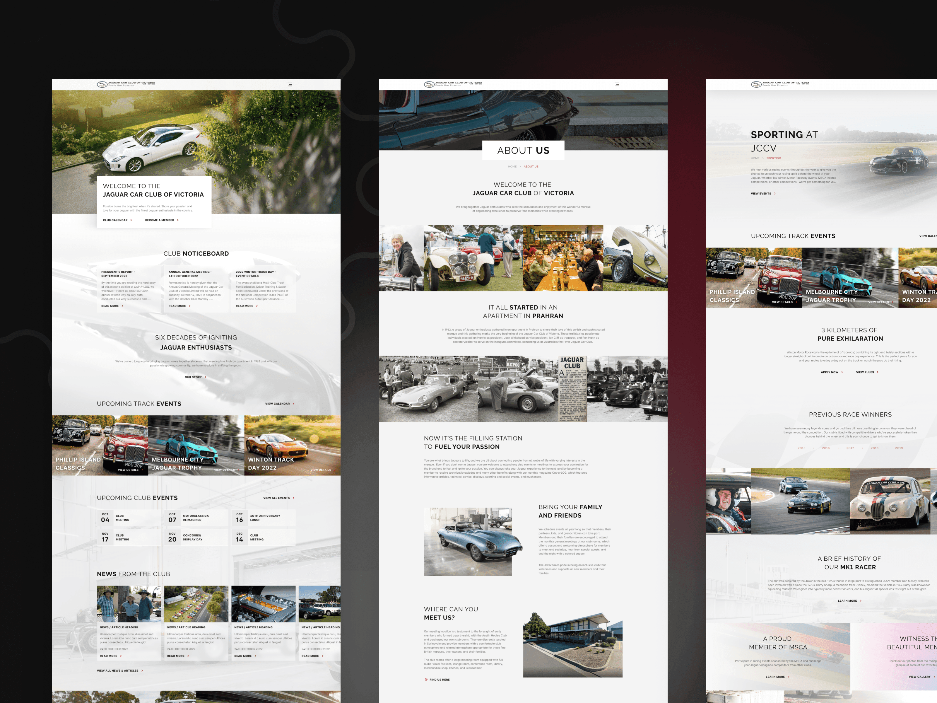 Revamped Website Design for the Jaguar Car Club of Victoria 2