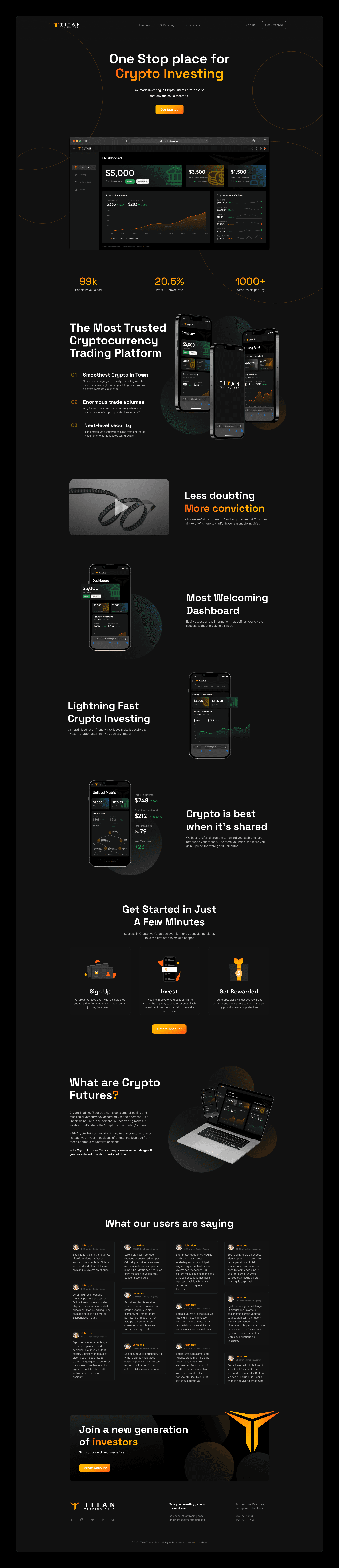 Titan Trading Fund - Crypto Mobile UX + Landing Page Design 2